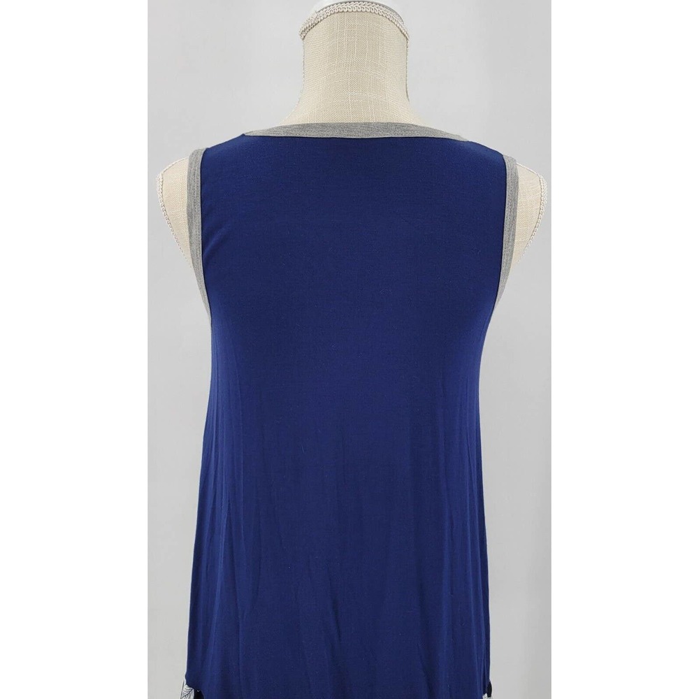 Aime Sleeveless Dress Navy Floral Ruffle Hem Size Small Womens Summer Stretchy - Picture 5 of 8